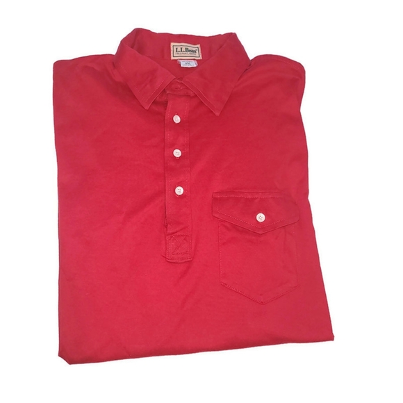 L.L. Bean Other - LL BEAN Vintage Red Cotton POLO SHIRT XL 2…